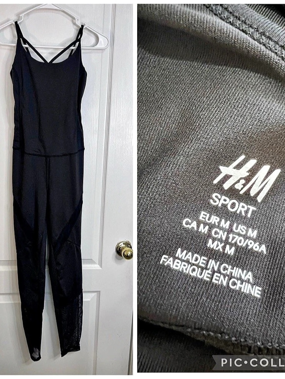H&Medium Sport jumpsuit Black Mesh Hem Size Medium